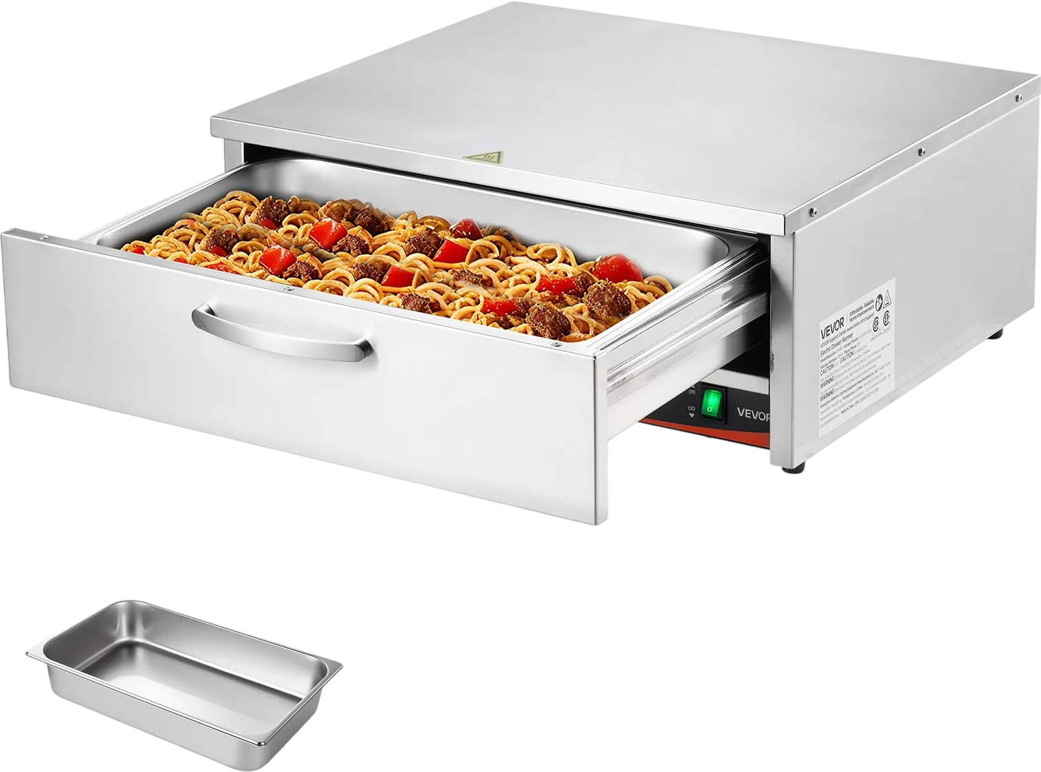 Vevor Drawer Food Warmer Freestanding Cabinet 85-185°F Stainless Steel 450W New