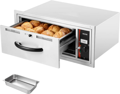 Vevor Electric Drawer Warmer Stainless Steel 85-185°F 500W Built-in Installation New
