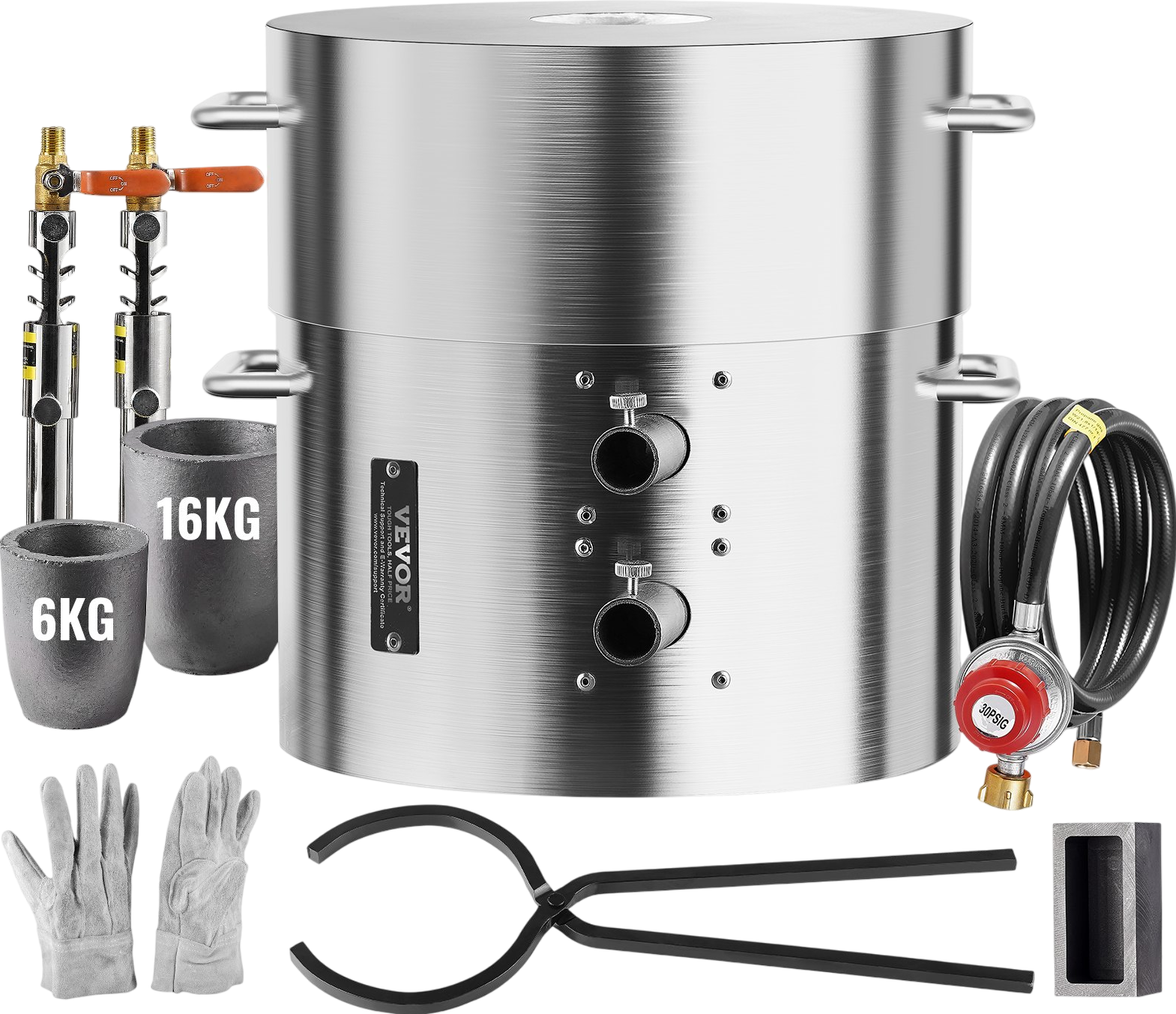 Vevor Propane Melting Furnace Kit 35lbs Capacity Dual Burner with Crucibles Tongs New