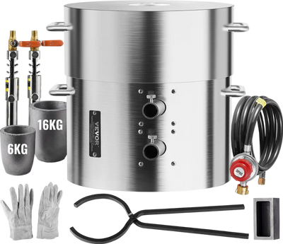 Vevor Propane Melting Furnace Kit 35lbs Capacity Dual Burner with Crucibles Tongs New
