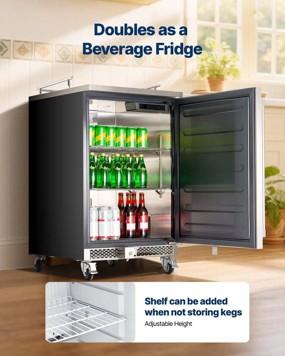 Vevor Beer Kegerator Dispenser Triple Tap Full Keg 160L Capacity with Temp Control New