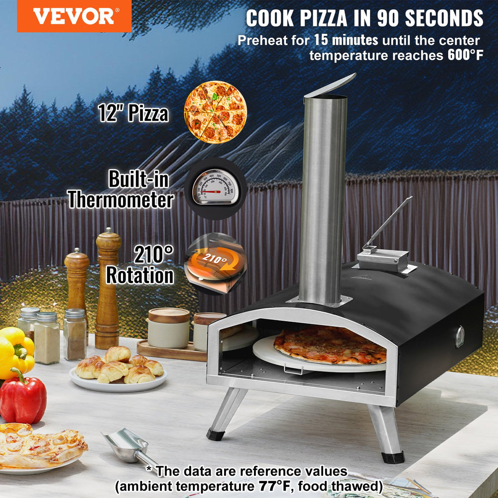 Vevor Outdoor Pizza Oven 12" Portable Wood Pellet Oven with Rotation New