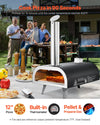 Vevor Outdoor Pizza Oven 12" Dual Fuel Pellet & Propane Portable New