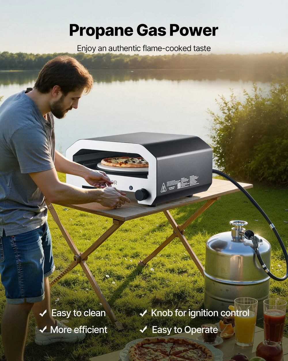 Vevor Pizza Oven 16" Outdoor Propane Gas with Electric Rotation New
