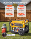Vevor 9000W/13500W Generator Dual Fuel Gas Liquid Propane 50A Electric Start CO Sensor New