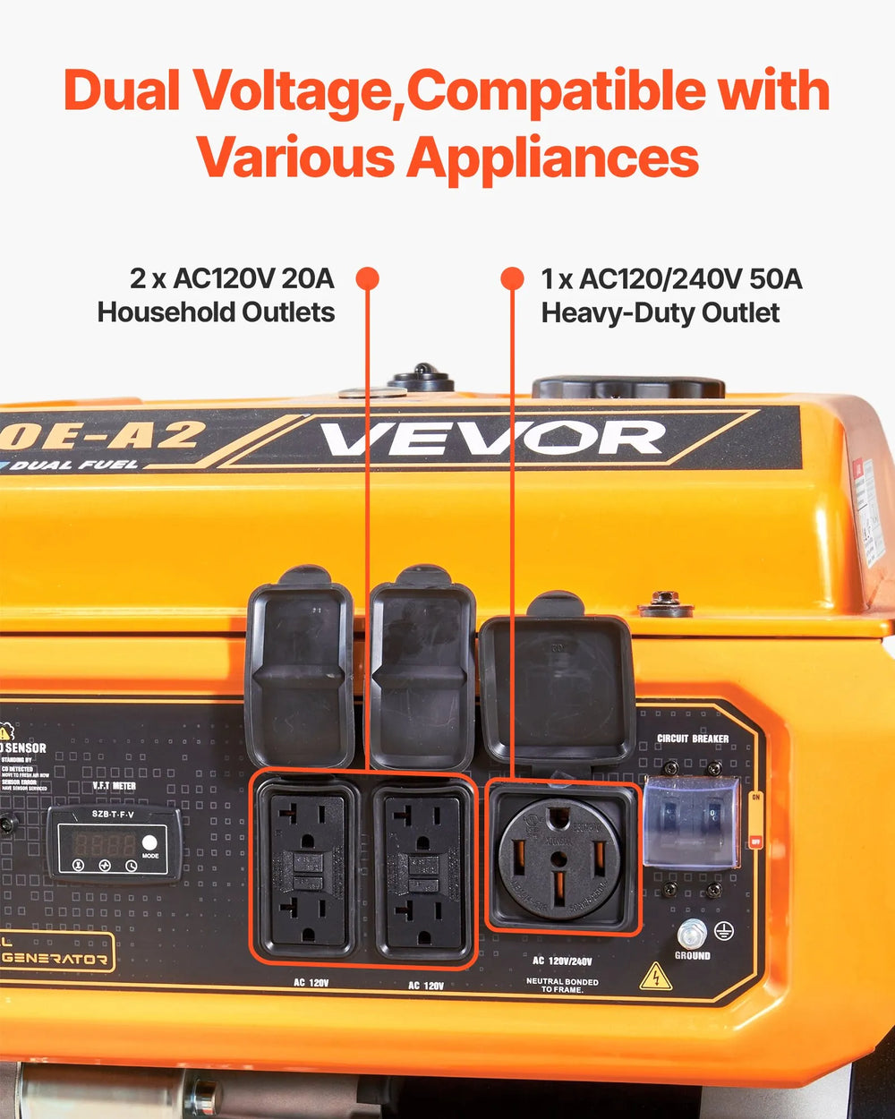 Vevor 9000W/13500W Generator Dual Fuel Gas Liquid Propane 50A Electric Start CO Sensor New