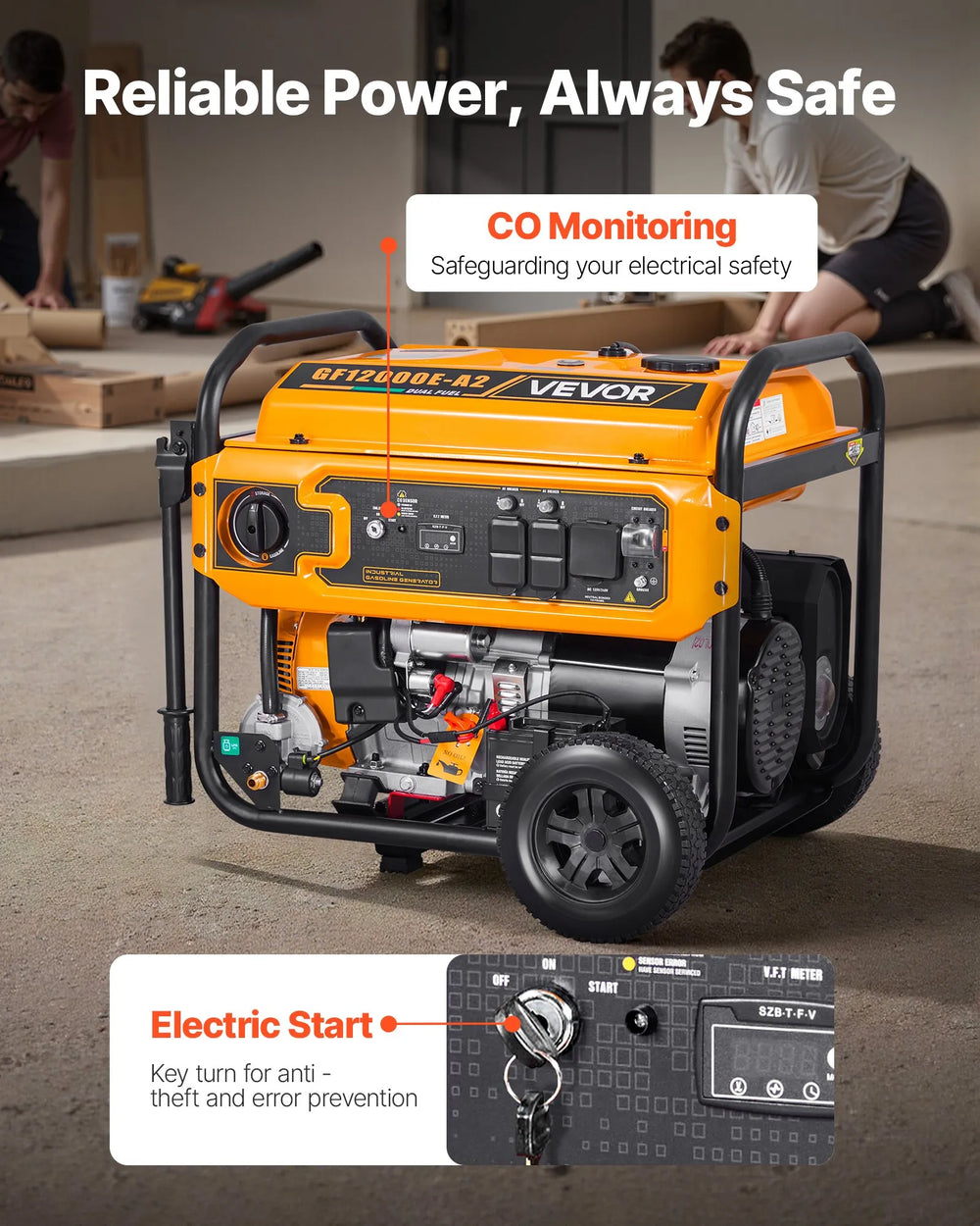 Vevor 9000W/13500W Generator Dual Fuel Gas Liquid Propane 50A Electric Start CO Sensor New