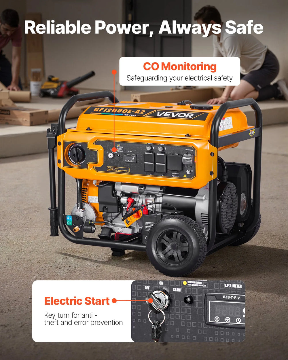 Vevor 9000W/13500W Generator Tri-Fuel Gas Propane Natural Gas 50A 120V/240V Electric Start CO Sensor New