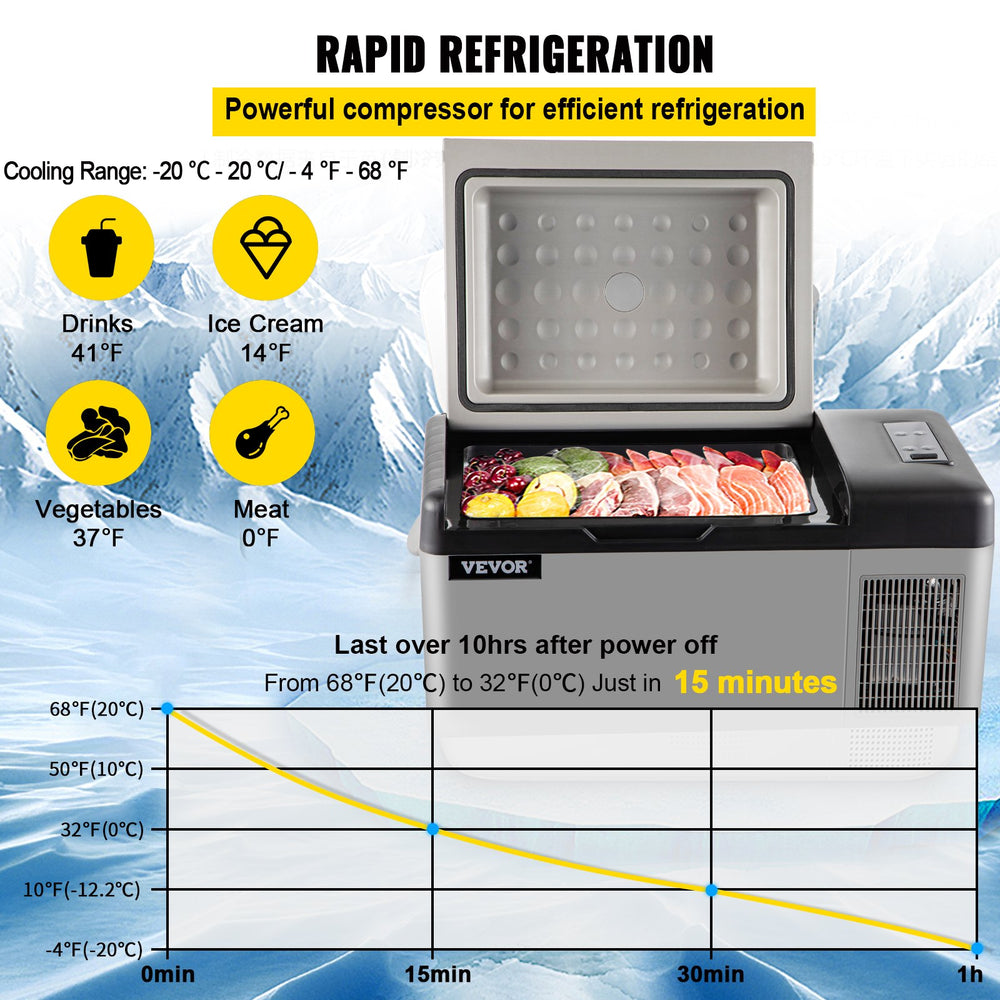 Vevor Portable Refrigerator 21 QT with App Control 12/24V New