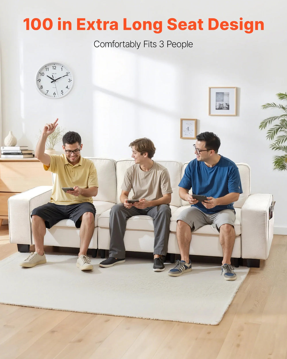 Vevor Modular Sofa 3-Seater 100" with Hidden Storage New