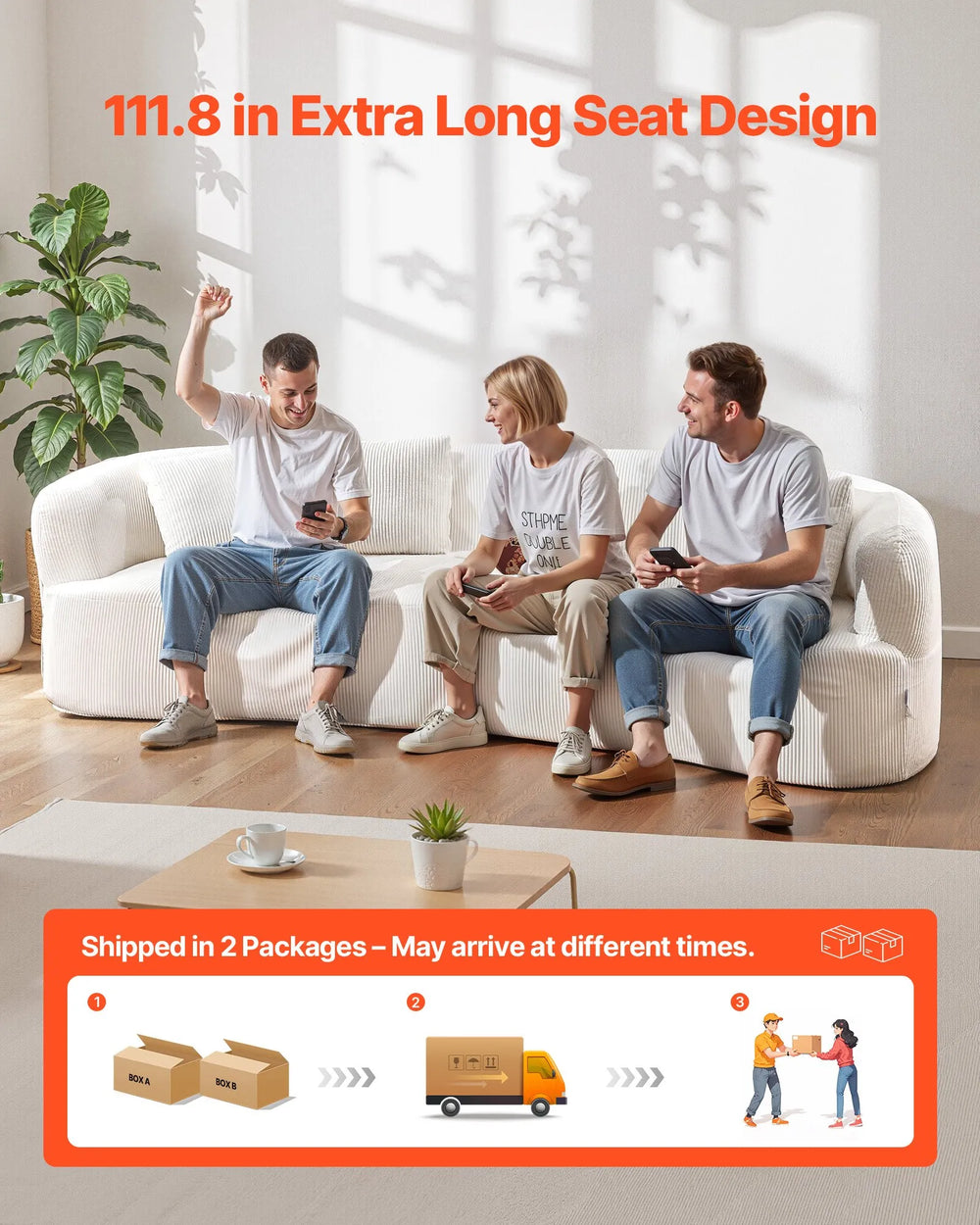 Vevor Sectional Sofa Modern Cloud Plush 112" Curved Modular with Pillows New