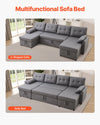 Vevor Sofa Bed U-Shaped 6-Seat Pull Out Sleeper Couch New