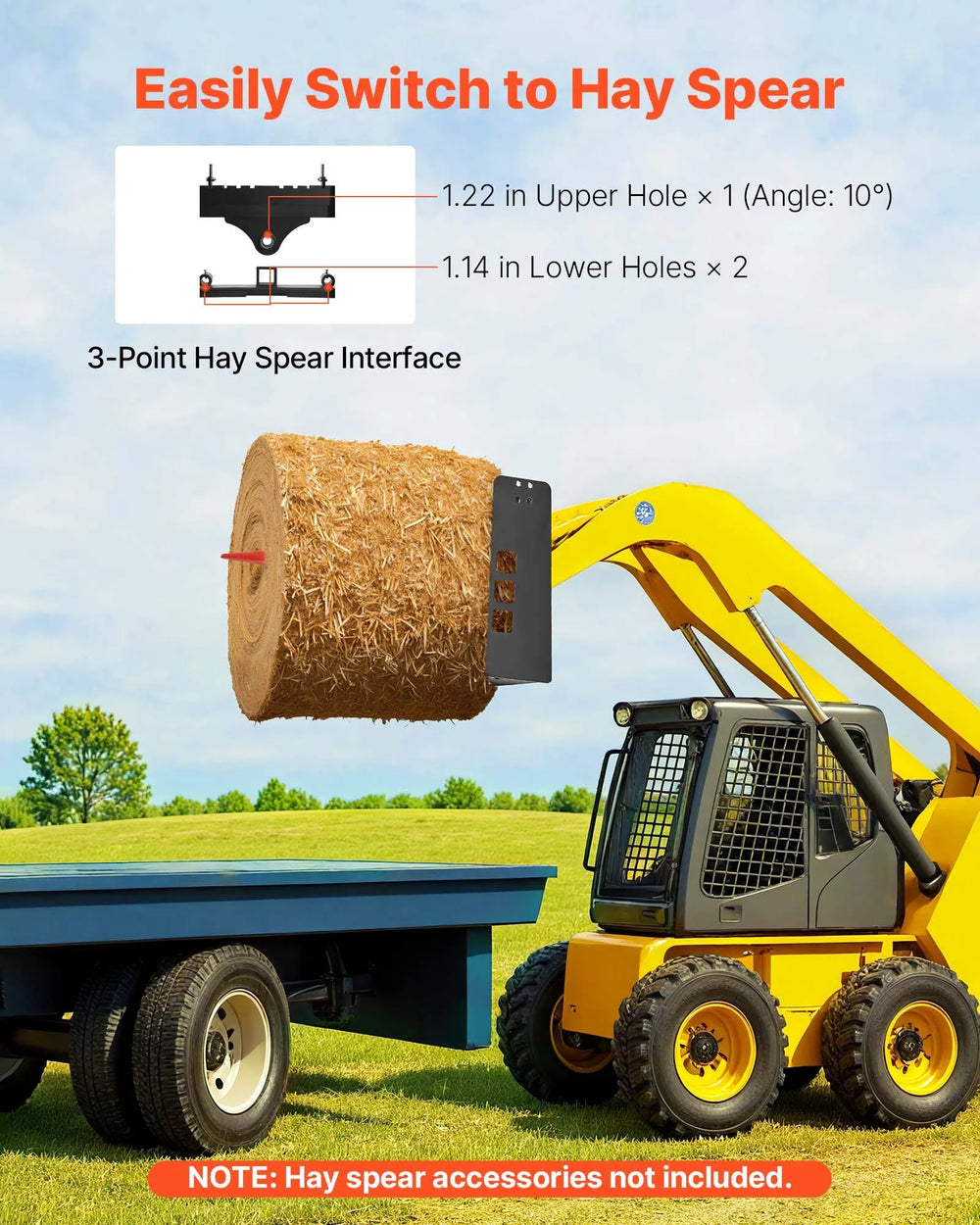 Vevor Skid Steer Pallet Frame 45" with 2" Hitch Receiver 4,000 lb. Capacity New