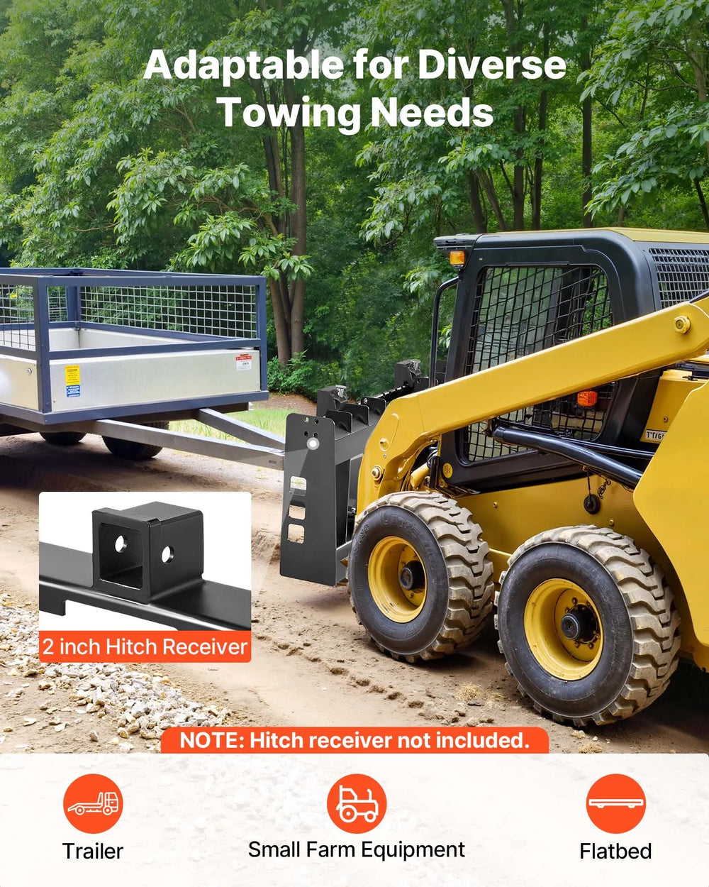 Vevor Skid Steer Pallet Frame 45" with 2" Hitch Receiver 4,000 lb. Capacity New