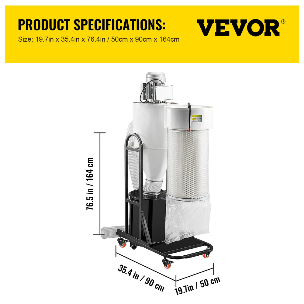 Vevor Cyclone Dust Collector 2 HP 1059CFM Filter Cleaner 220V New
