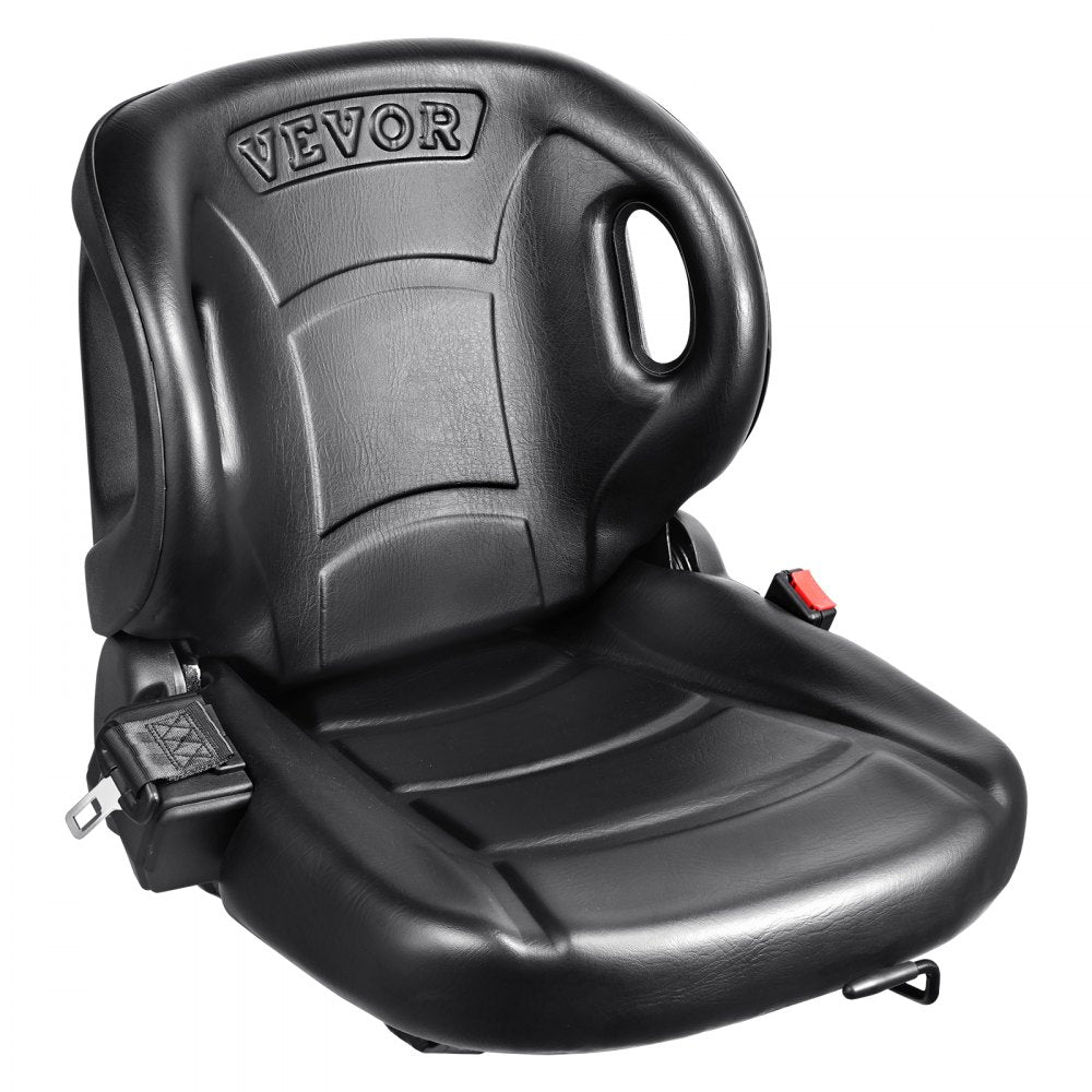 Vevor Universal Forklift Tractor Seat with Adjustable Angle Back Micro Switch Seatbelt Wrap-Around Black New