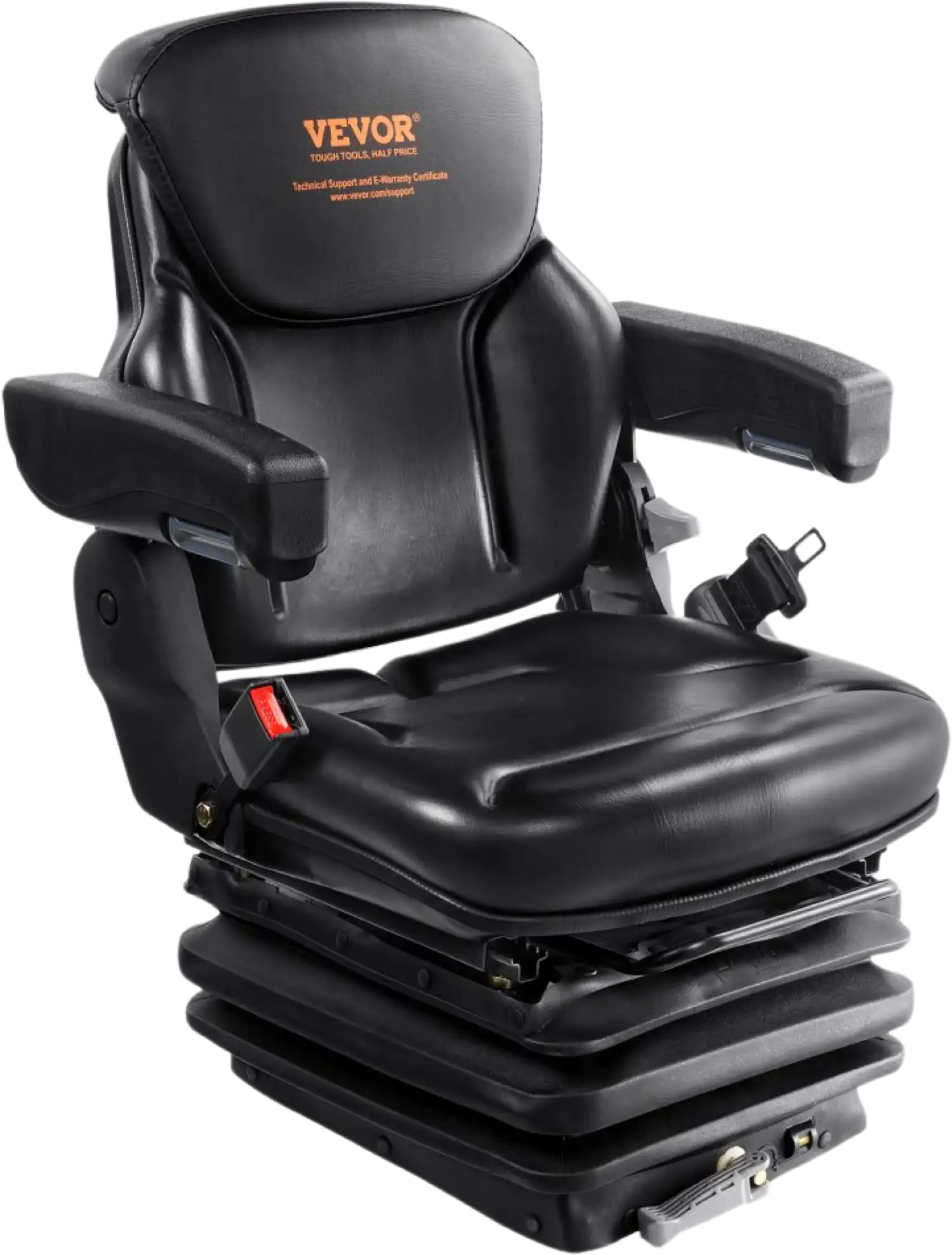 Vevor Universal Forklift Tractor Seat Suspension 3 Level Shock Absorption Micro Switch Seatbelt Black New