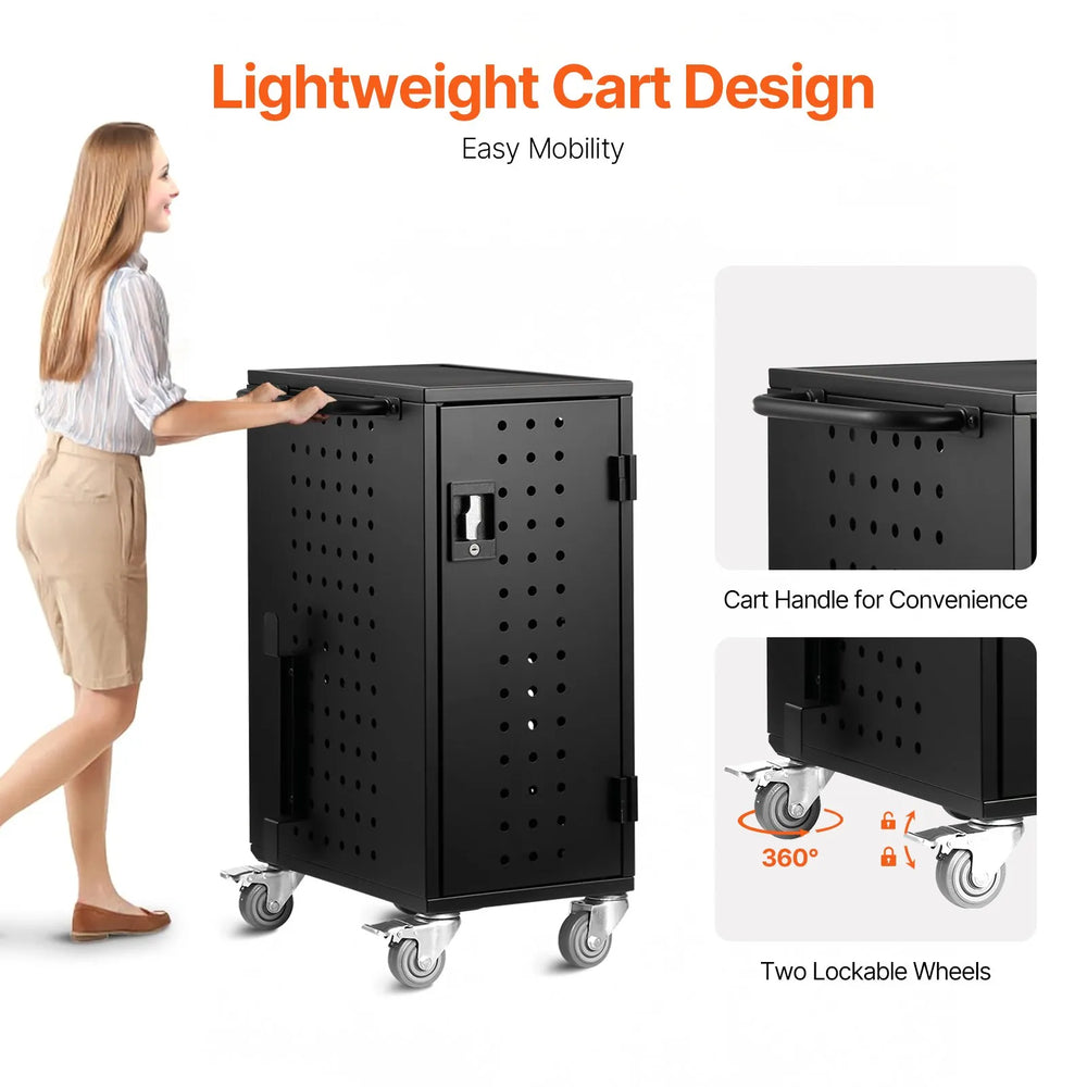 Vevor Mobile Charging Cart Fits 16 Laptops/Tablets up to 15.6" Lockable with Surge Protection New
