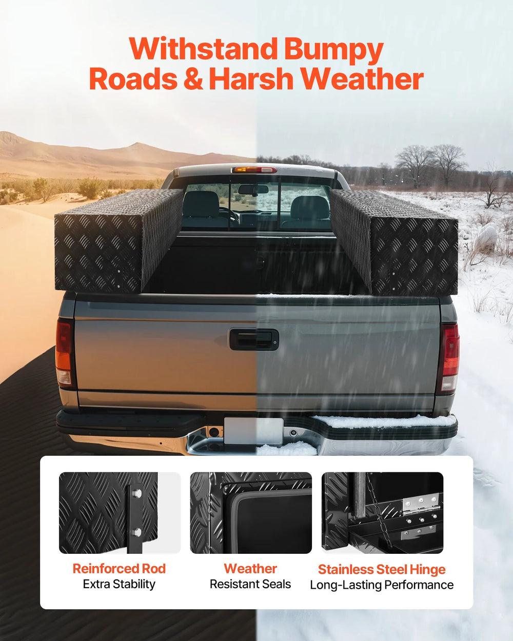 Vevor Truck Tool Box 88" x 16" x 13" Aluminum Topsider Dual Drop Doors Lockable New