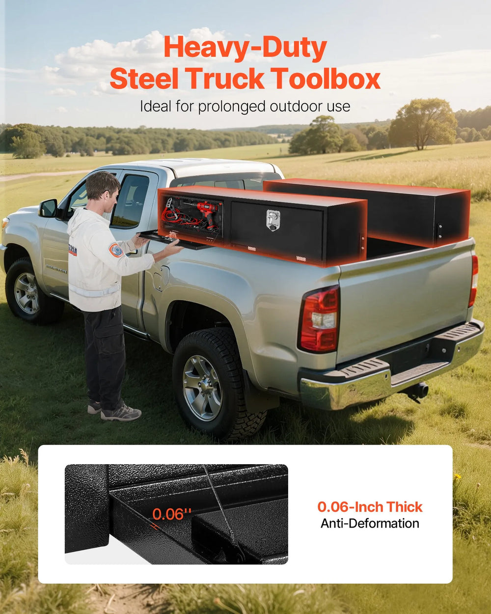 Vevor Truck Tool Box 72" x 16" x 13" Carbon Steel with Dual Drop Doors New