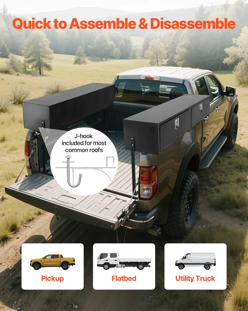 Vevor Truck Tool Box 72" x 16" x 13" Carbon Steel with Dual Drop Doors New