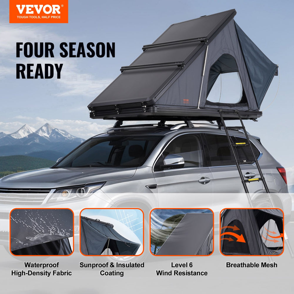 Vevor Rooftop Tent Hard Shell Waterproof 2-3 Person for Jeep SUV Truck with Ladder New