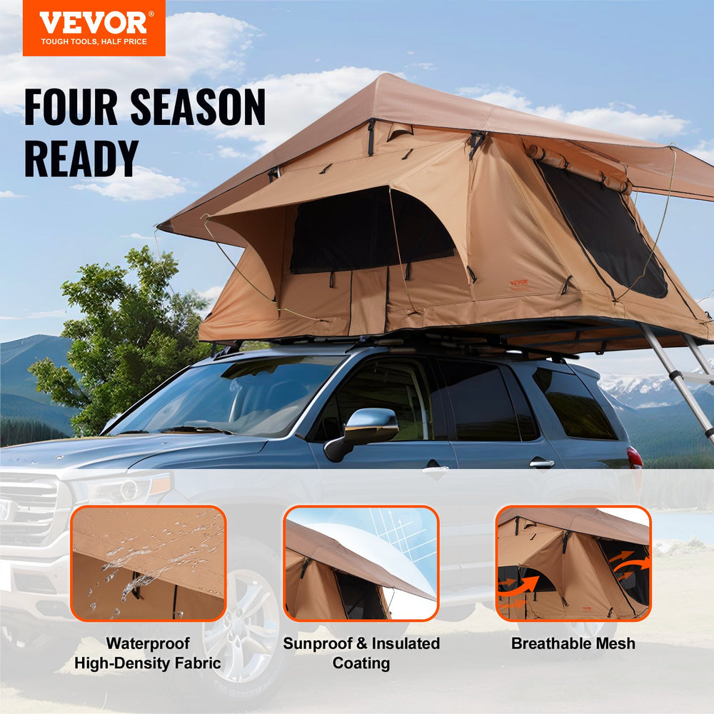 Vevor Rooftop Tent Square Hard Shell Waterproof for Jeep SUV Truck with Ladder New