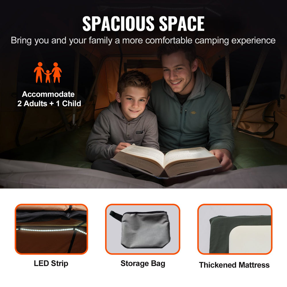 Vevor Rooftop Tent Square Hard Shell Waterproof for Jeep SUV Truck with Ladder New