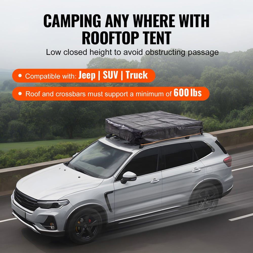 Vevor Rooftop Tent Square Hard Shell Waterproof for Jeep SUV Truck with Ladder New
