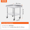 Vevor Prep Table Stainless Steel 24" x 28" Worktable with 3-Sided Backsplash Casters New
