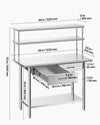 Vevor Work Table Stainless Steel 24" x 48" Food Prep Table with Overshelves and 2 Drawers New