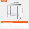 Vevor Work Table 24" x 36" x 36" Stainless Steel Commercial Food Prep Table New