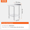 Vevor Stainless Steel Prep Table 24" x 24" x 36" Commercial Food Worktable New