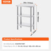 Vevor Prep Table 14" x 24" Stainless Steel Worktable with 2 Adjustable Shelves New
