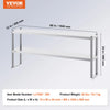 Vevor Overshelf for Prep Table Double Tier Stainless Steel 12" x 60" Height Adjustable New