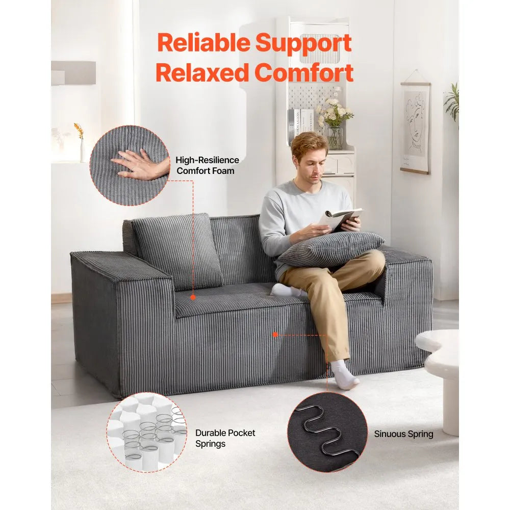Vevor Loveseat Sofa 63 in. Corduroy with Pocket Springs New