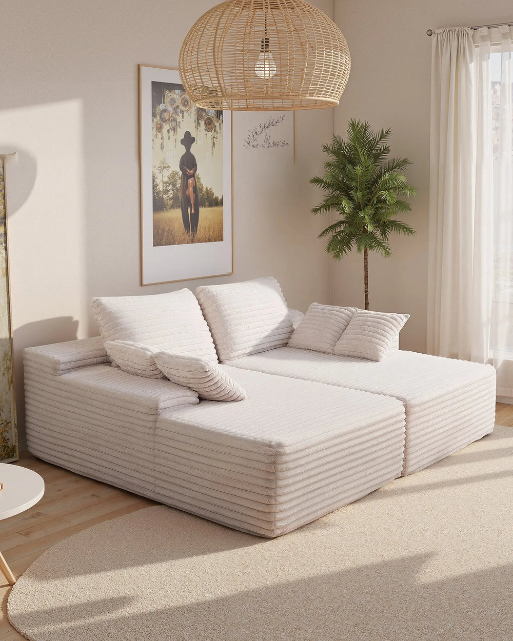 Vevor Oversized Double Chaise Lounge 67" x 82" Sofa Corduroy Fabric New