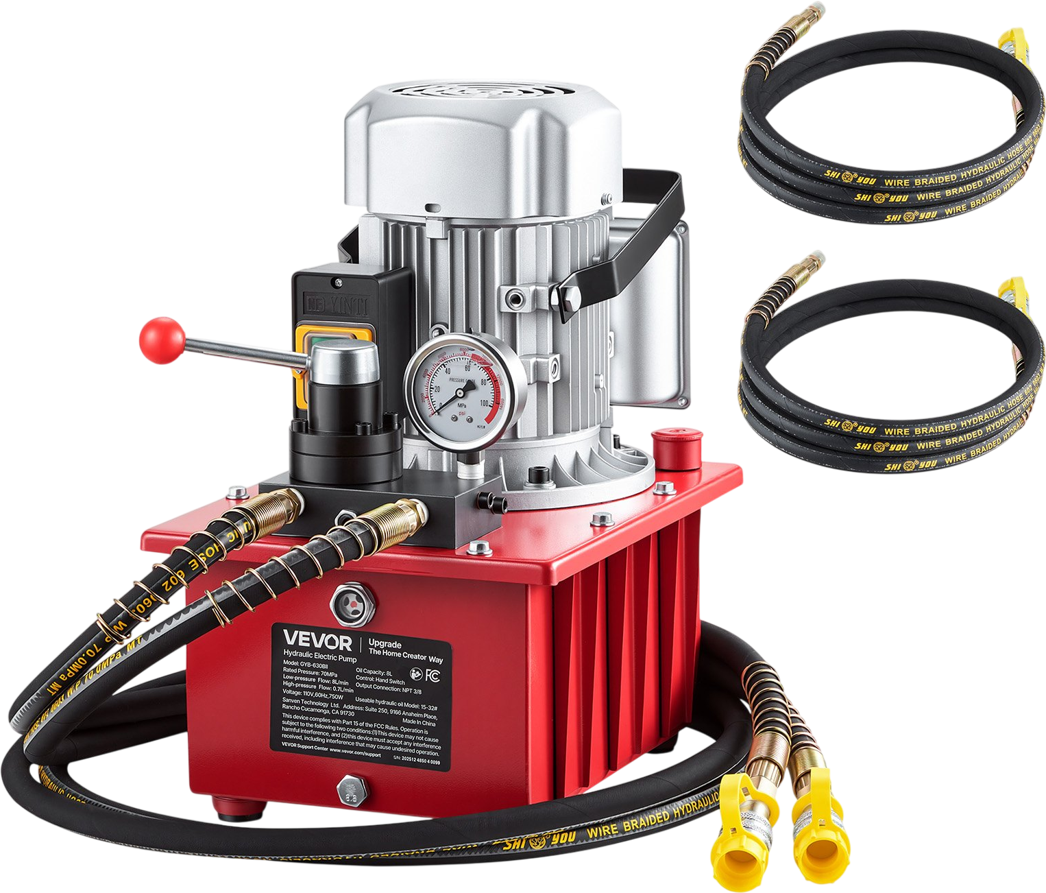 Vevor Hydraulic Pump Electric Driven 10,000 PSI Double Acting Manual Valve 750W 120V New