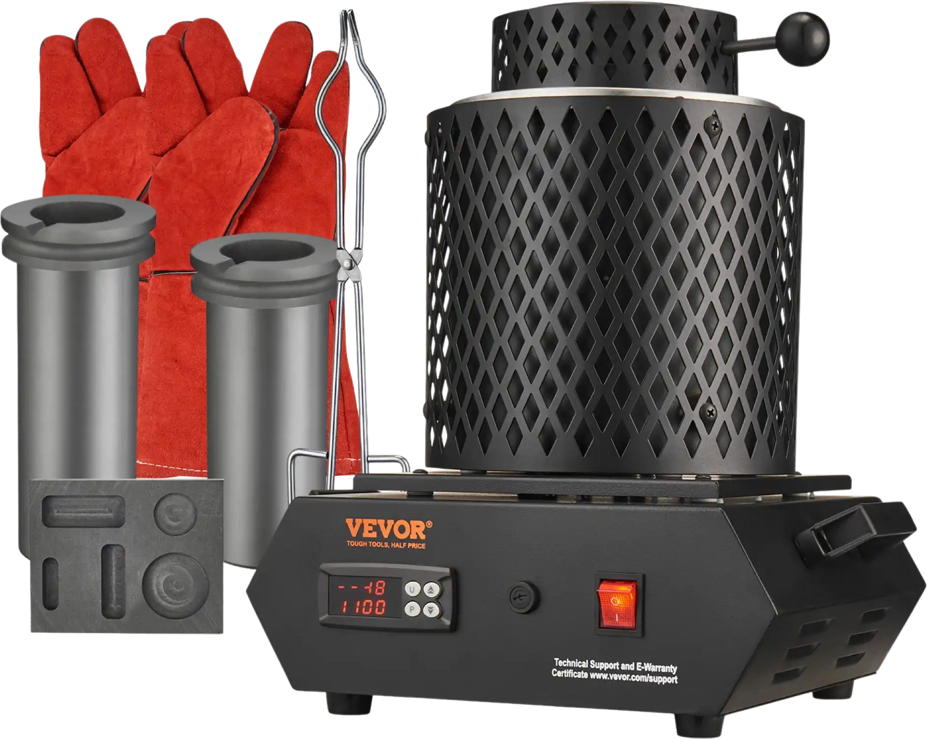 Vevor Melting Furnace 2102°F Electric Digital with Graphite Crucibles 1350W New