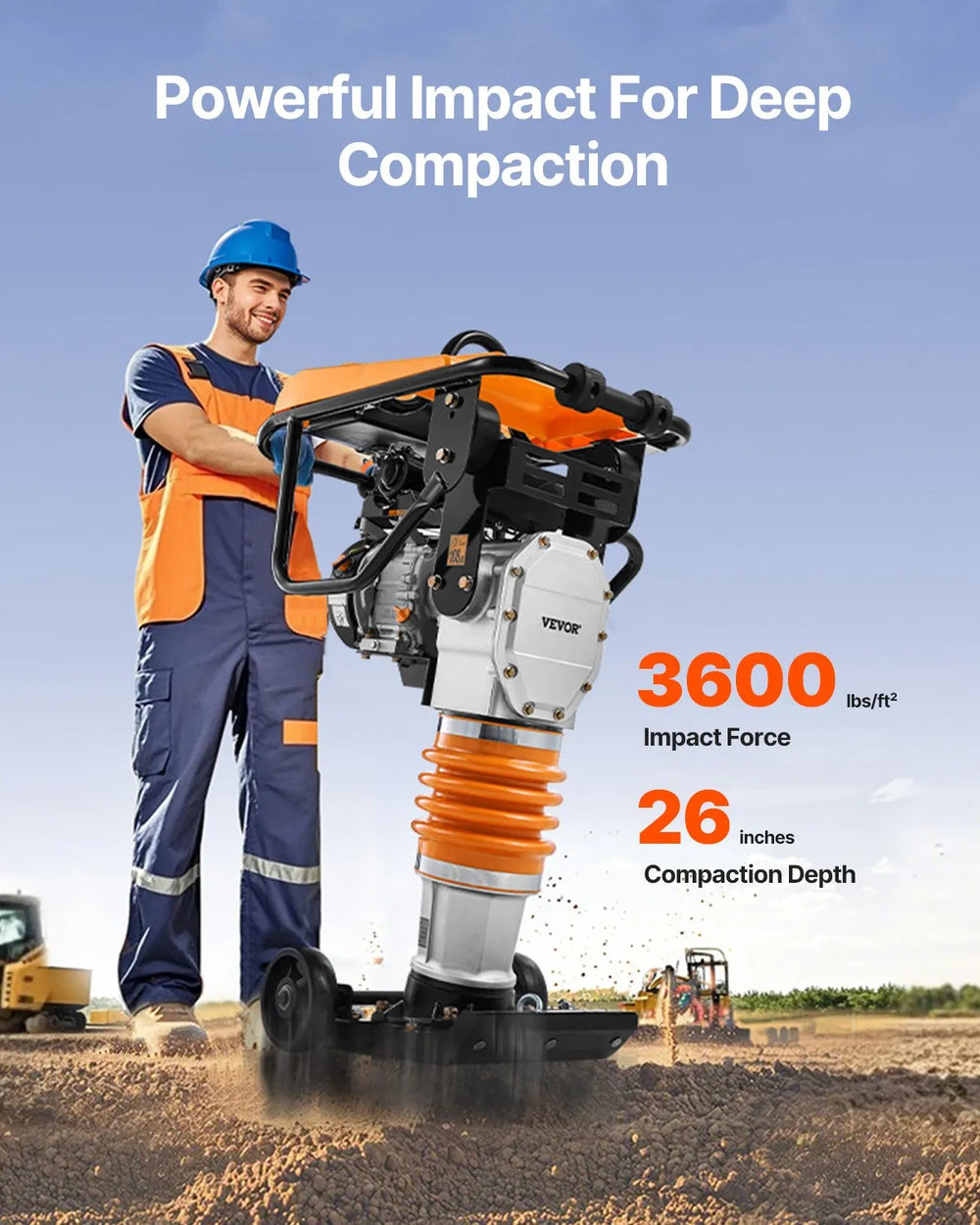 Vevor Plate Compactor Single Spring 6.5 HP Tamper 3600 lbs Impact Forc ...