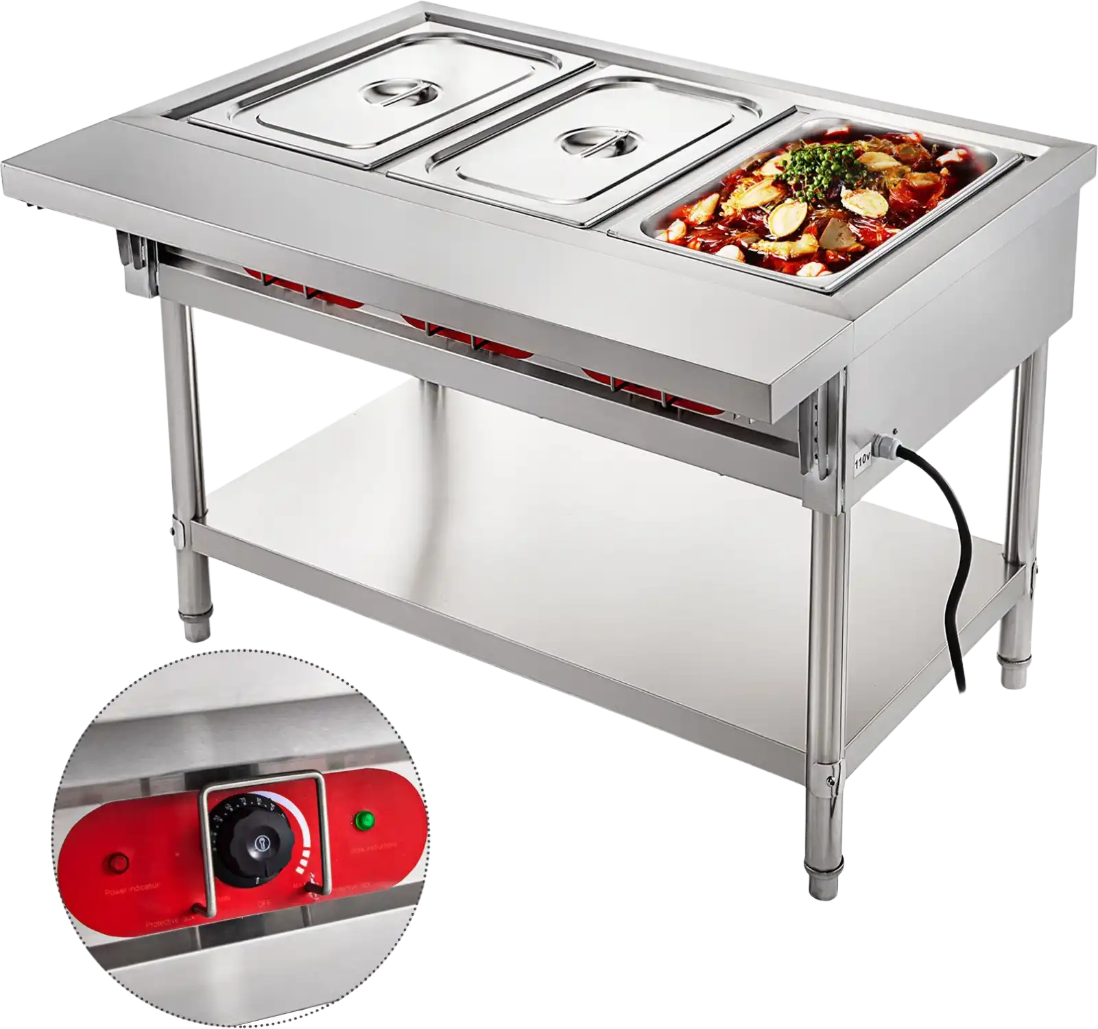 Vevor Commercial Electric Food Warmer 3 Pan Steam Table 18QT 1500W New