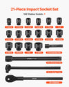 Vevor Impact Socket Set 21 Piece SAE 1-5/8 to 3-1/8 in. with Extension Bars 24 in. Ratchet New