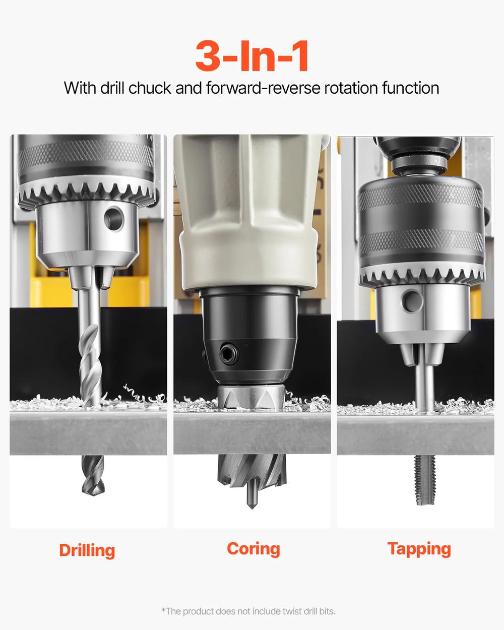 Vevor Magnetic Drill Press 2" Boring Diameter with 6 Bits Set 1450W New