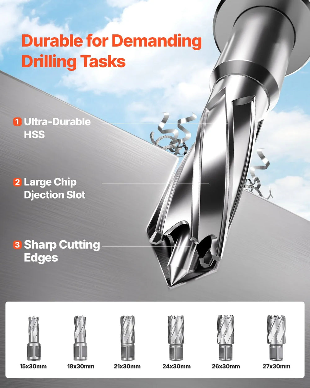 Vevor Magnetic Drill Press 2" Boring Diameter with 6 Bits Set 1450W New