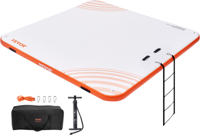 Vevor Inflatable Floating Dock 10' x 10' with Carrying Bag & Detachable Ladder New