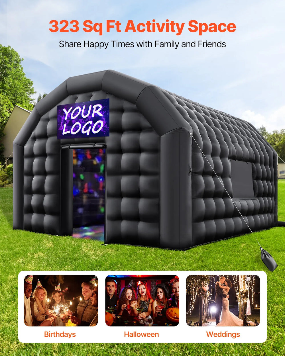 Vevor Inflatable Nightclub 19.7' x 16.4' x 12' Blow-Up Party Tent 323 Sq Ft 680W Blower New