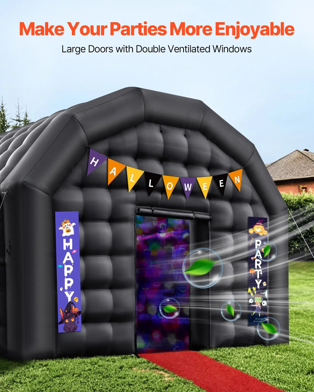 Vevor Inflatable Nightclub 19.7' x 16.4' x 12' Blow-Up Party Tent 323 Sq Ft 680W Blower New