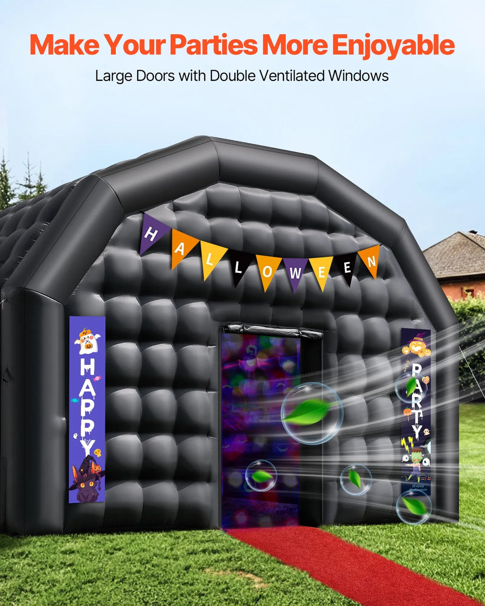 Vevor Inflatable Nightclub 29.5' x 19.7' x 13.1' Blow-Up Party Tent 581 Sq Ft Waterproof 1100W Blower New