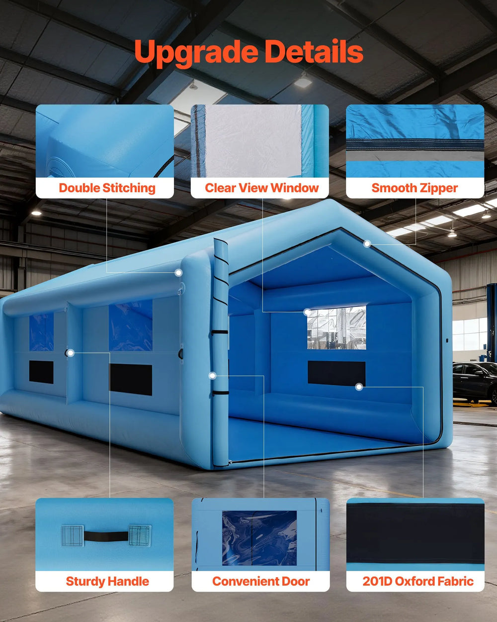 Vevor Inflatable Paint Booth 39.37' x 16.4' x 13.12' Spray Tent 950W 1100W Blowers Air Filter System New