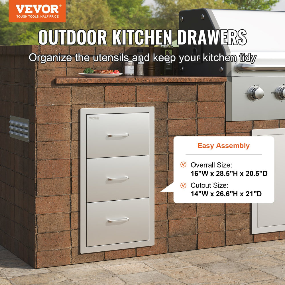 Vevor Outdoor Kitchen Drawers 16" x 28.5" x 20.5" Box Frame Style Stainless Steel New